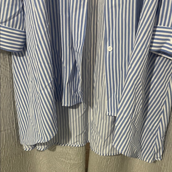 SHEIN Blue Striped Women's Button Down Shirt - Picture 5 of 5